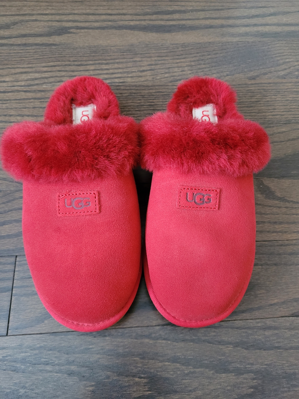 UGG Women's Red Shearling Slip-On Slippers